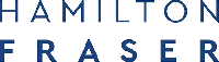 a hamilton fraser logo - blue text on the white background.